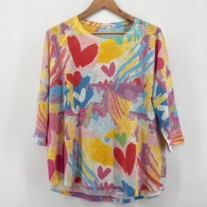 Atelier 5 by Gozde Yilmaz Womens Medium Heart Print Lightweight Top Oversized